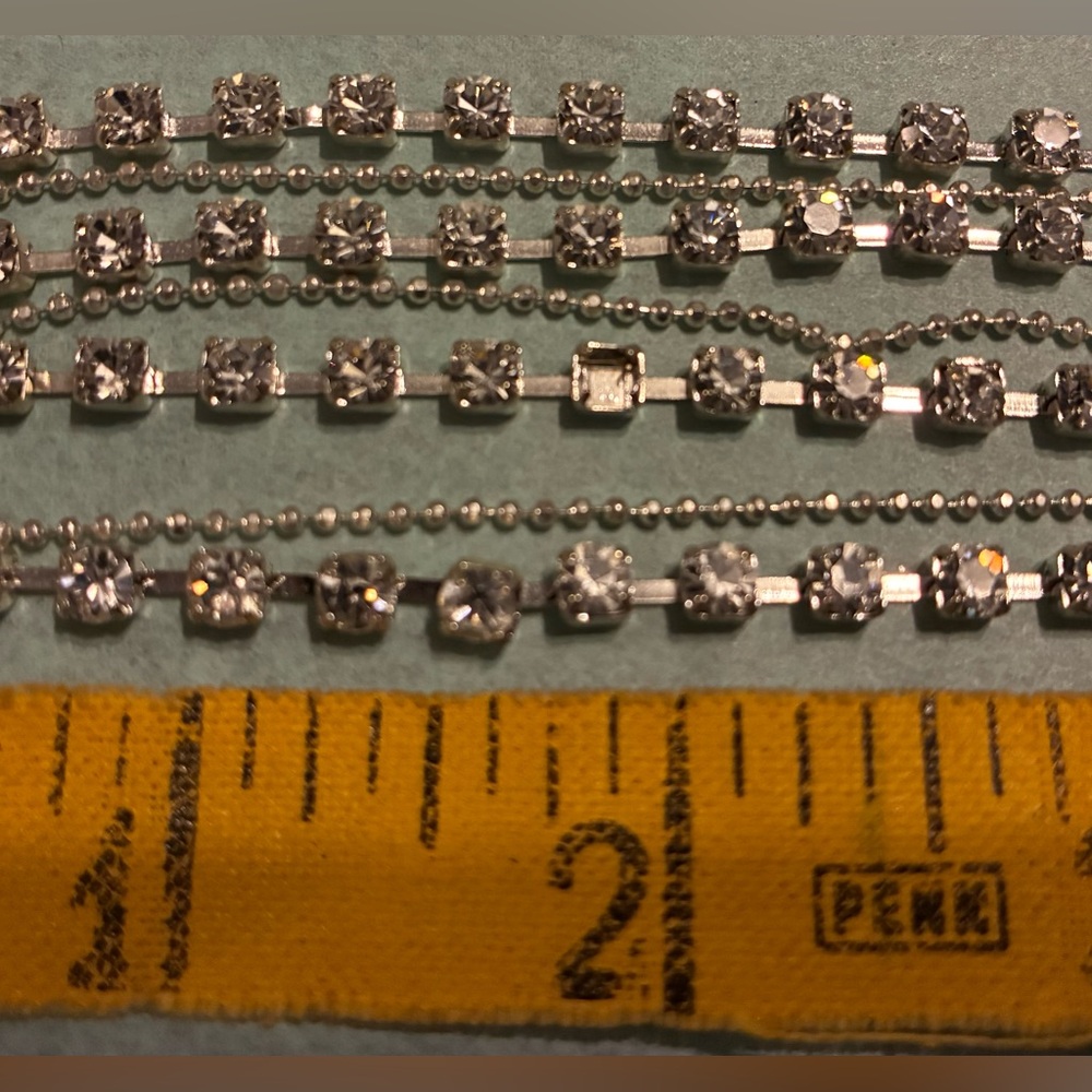 Claire's Silver Multi-Row Rhinestone Bracelet - Picture 5 of 5